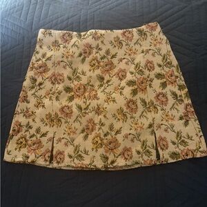 Floral Patterned Skirt - Cream and Brown